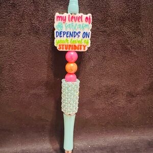 Colorful Beaded Pen with Sarcasm Quote